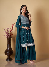 Georgette Salwar Suit in Dark Blue